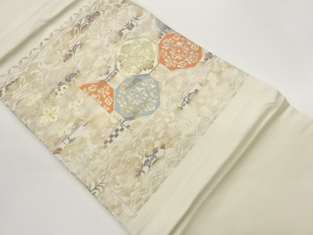 JAPANESE NAGOYA OBI / WOVEN GRAPE ARABESQUE